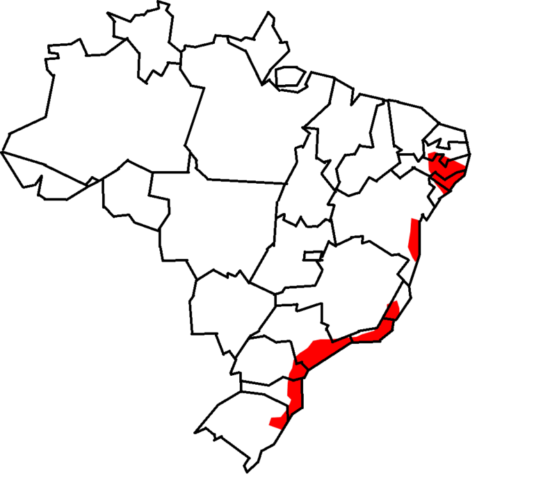 1. Mapa da distribuição geográfica da saíra-militar (Tangara cyanocephala) no Brasil.