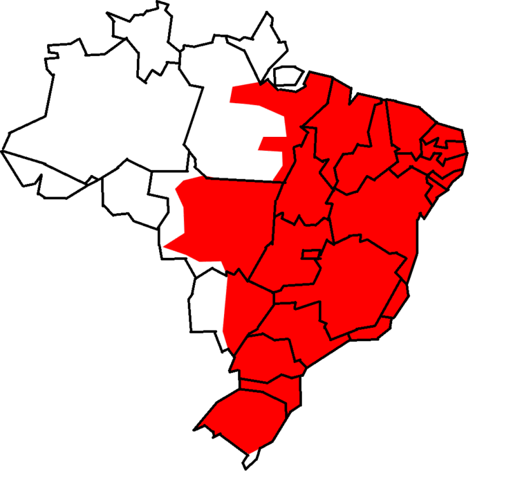 1. Mapa da distribuição geográfica do gavião carijó (Rupornis magnirostris) no Brasil.