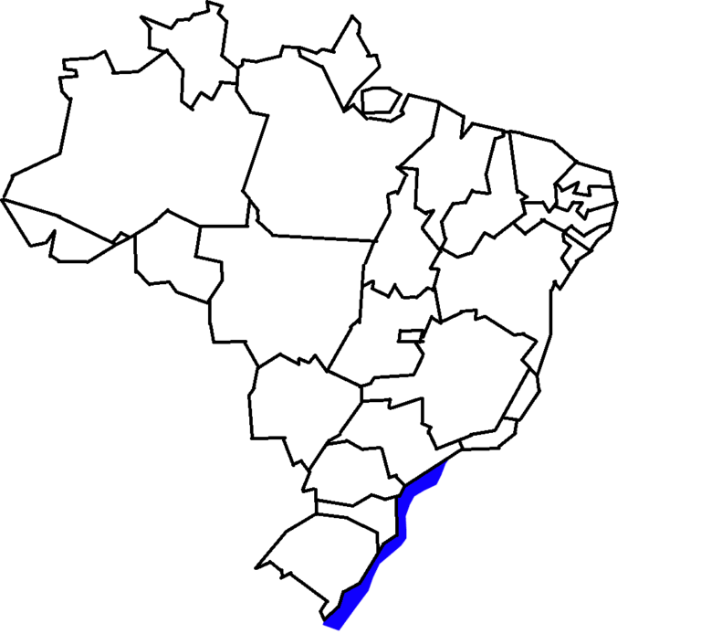 1. Mapa da distribuição geográfica do pinguim-de-magalhães (Spheniscus magellanicus) no Brasil.