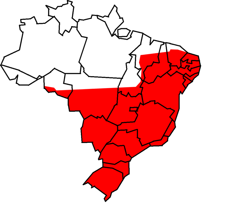 1. Mapa da distribuição geográfica do veado catingueiro (Mazama gouazoubira) no Brasil.