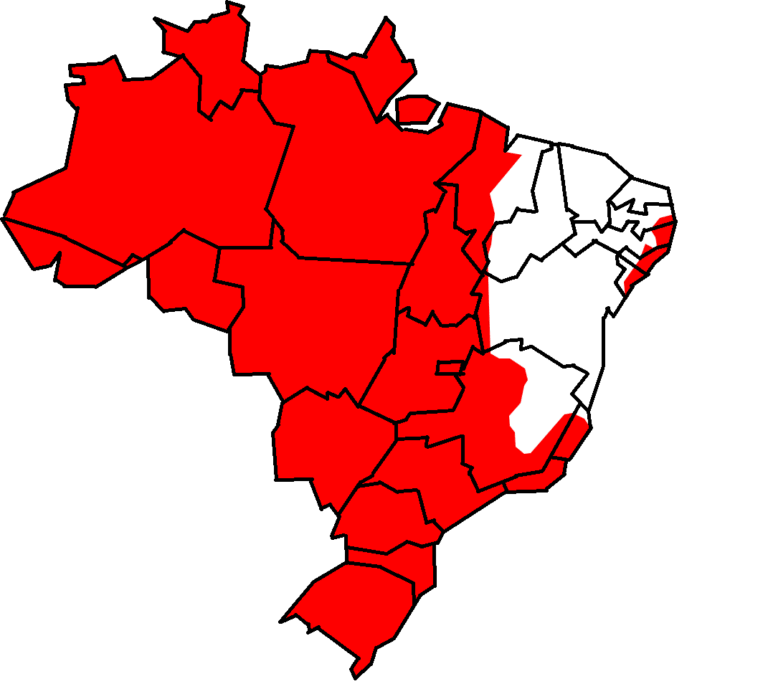 1. Mapa de distribuição geográfica da lontra-neotropical (Lutra longicaudis) no Brasil