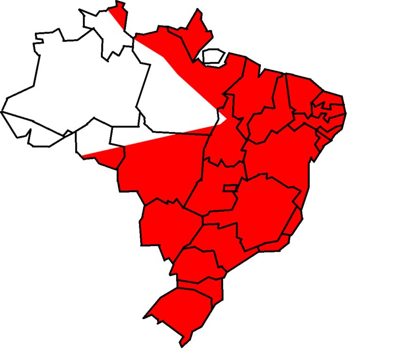 1. Mapa de distribuição geográfica do cachorro-do-mato (Cerdocyon thous) no Brasil.