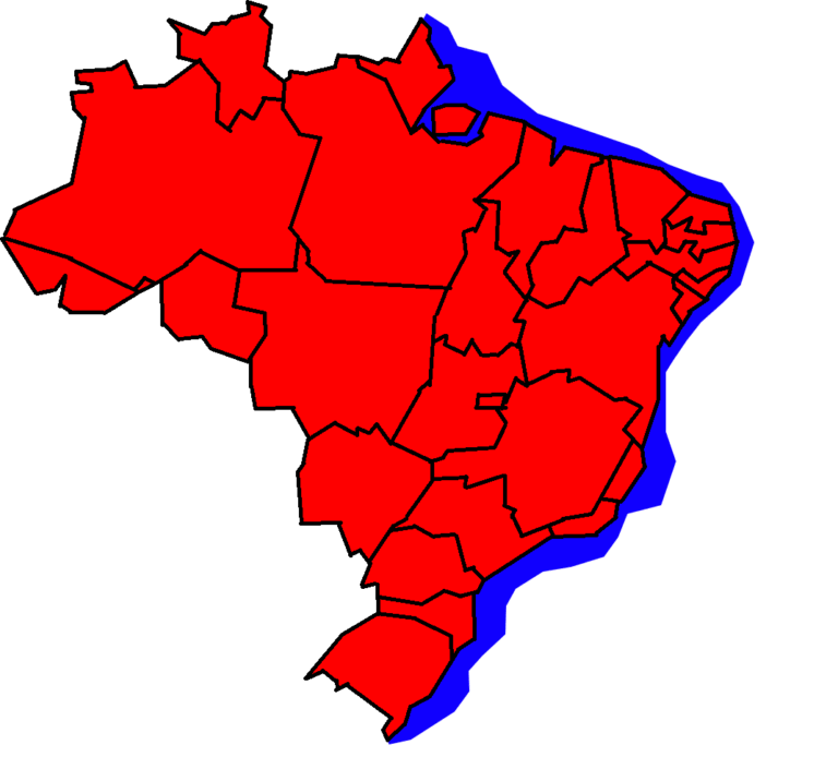 1. Mapa de distribuição geográfica do mão-pelada (Procyon cancrivorus) no Brasil.