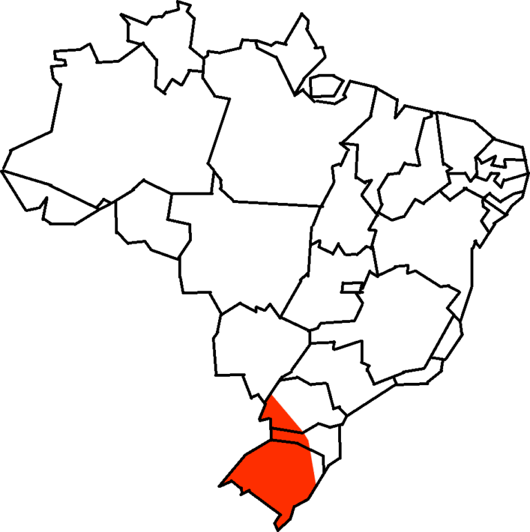 1. Mapa de distribuição geográfica do ratão-do-banhado (Myocastor coypus) no Brasil.