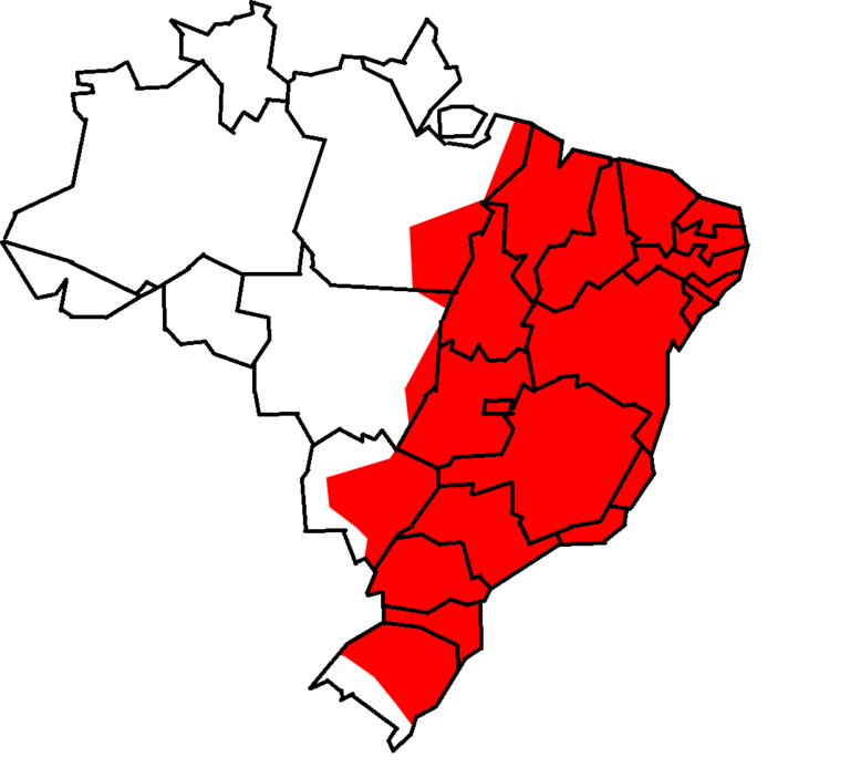 1. Mapa de distribuição geográfica do Coruja-orelhuda (Asio clamator midas) no Brasil