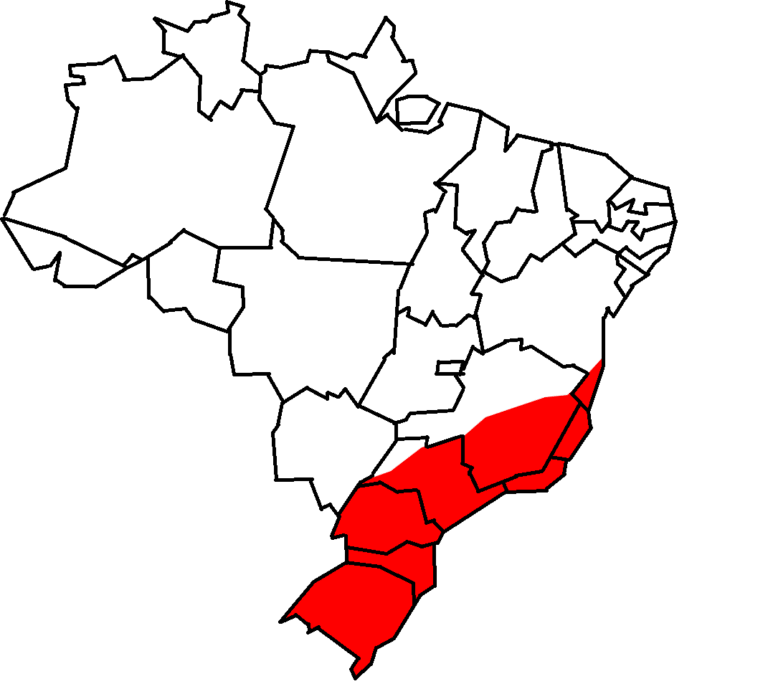 1. Mapa de distribuição geográfica do Jacu (Penelope obscura) no Brasil.