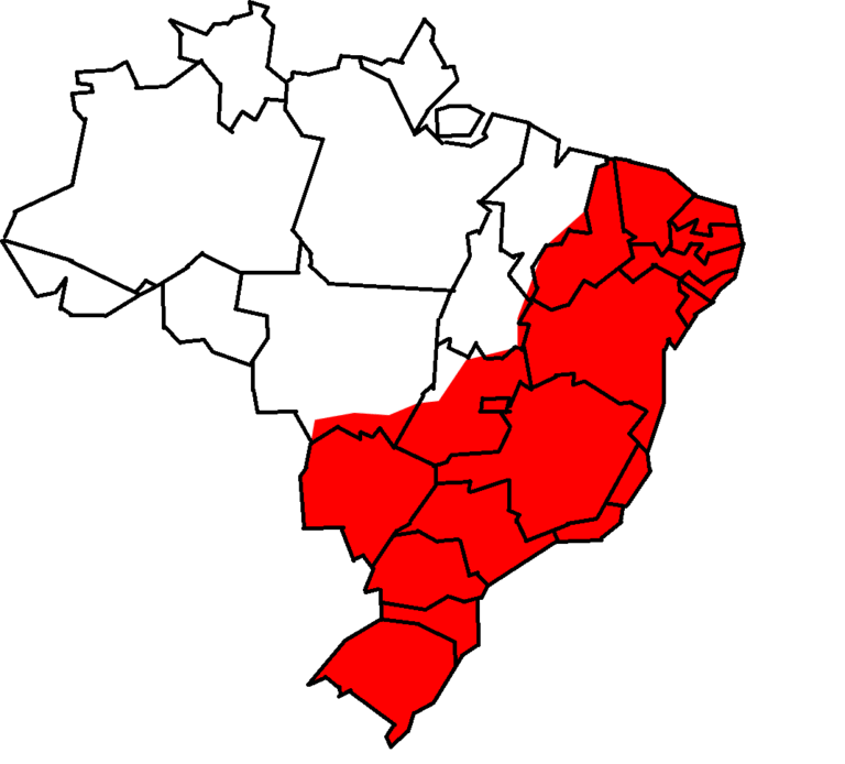1. Mapa de distribuição geográfica da Galinha d’água (Gallinula galeata) no Brasil.